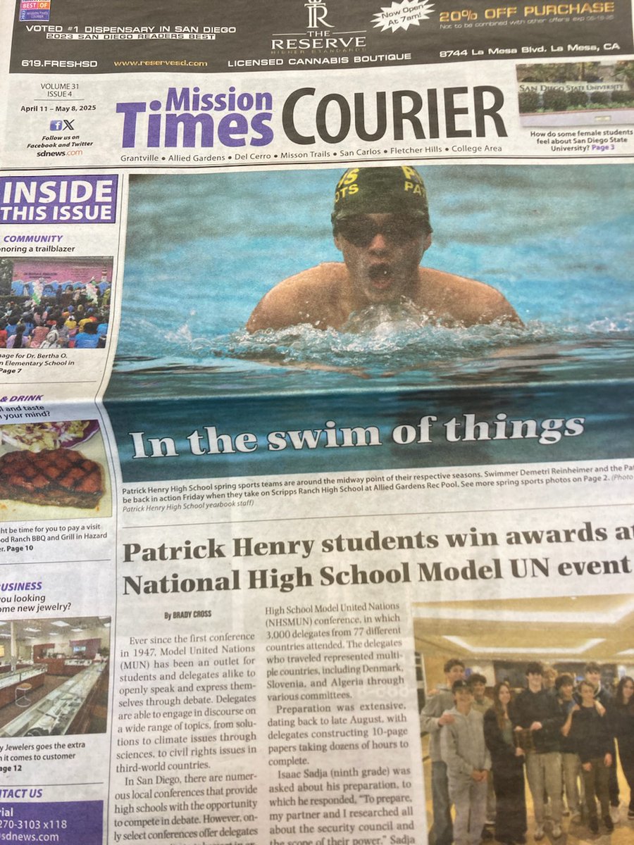 ctimescourier's tweet photo. Much to read in this Friday’s Mission Times Courier print edition https://t.co/r2m1EhFKWR https://t.co/6TFk5NId6H