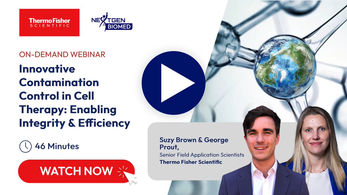 NextGenBiomedOG's tweet image. Now On-Demand | Webinar presented by @thermofisher
Explore how automated closed systems, large bioprocess containers, & rapid analytical assays can work together to strengthen #contaminationcontrol in #celltherapy manufacturing.
Watch now: hubs.la/Q03lp_LS0