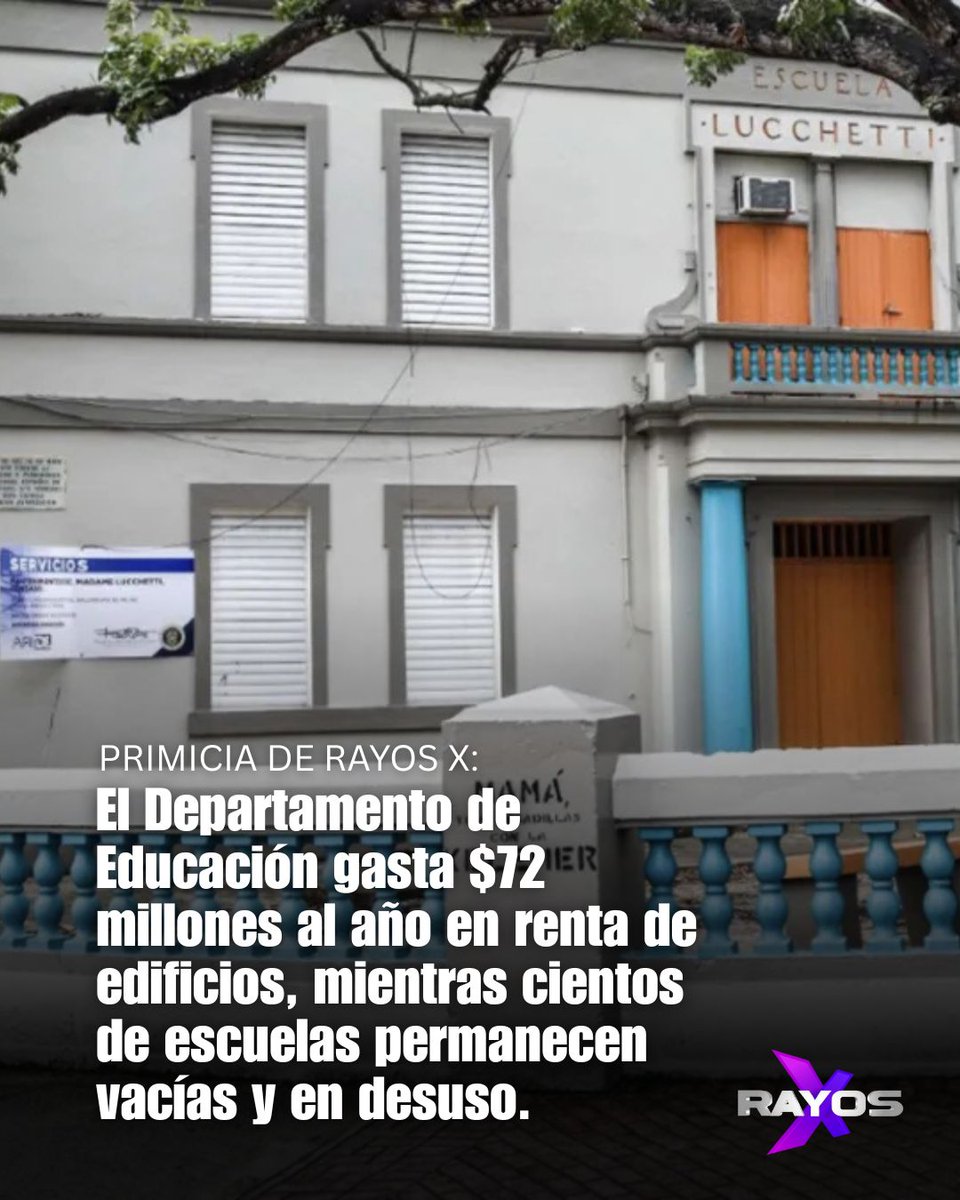 Mientras se anticipa el cierre de más escuelas y se multiplican los edificios abandonados, Educación gasta más de $6 millones mensuales en alquiler de oficinas y facilidades en toda la Isla.

#RayosX #TelemundoPR #PuertoRico
