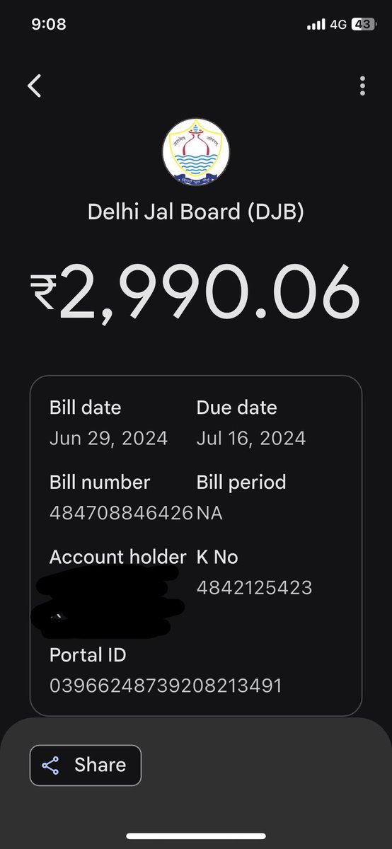sonathakur1996's tweet photo. @DelhiJalBoard  this is now too bad 1900/- was advance payed to DJL in advance. still sending me this unnecessary bill for no reason. Here in dakshin puri block 7 we only have 3 day a week water supply still I received this bill of 2,990/- https://t.co/VTUYtKMFi9