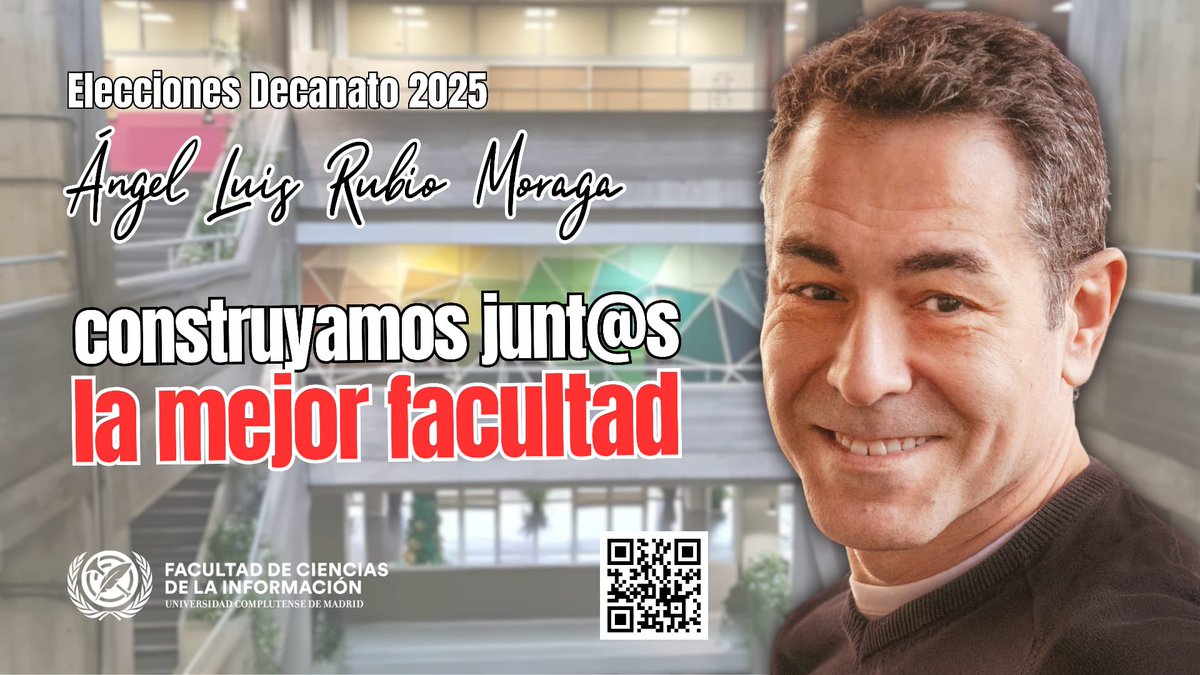 Angel L. Rubio (@alrubiomoraga) on Twitter photo Hoy he presentado mi candidatura a Decano en Junta de Facultad <a href="/UCMccinf/">Facultad Ciencias Información</a> ante los representantes de estudiantes, profesorado y PTGAS que votarán el 22 de mayo. He tenido poco tiempo, pero seguiré reuniéndome los próximos días individualmente. #ConstruyamosJuntosLaMejorFacultad Hoy he presentado mi candidatura a Decano en Junta de Facultad <a href="/UCMccinf/">Facultad Ciencias Información</a> ante los representantes de estudiantes, profesorado y PTGAS que votarán el 22 de mayo. He tenido poco tiempo, pero seguiré reuniéndome los próximos días individualmente. #ConstruyamosJuntosLaMejorFacultad