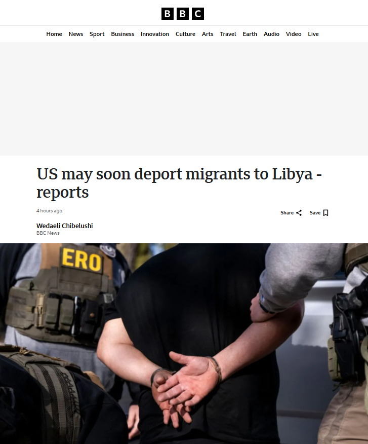 Damn, ya'll illegal tethers better accept that $1000 for self deportation.😂

"US may soon deport migrants to Libya - reports"

"The officials, who requested anonymity, said the US military could fly migrants to the North African country as early as this week.".