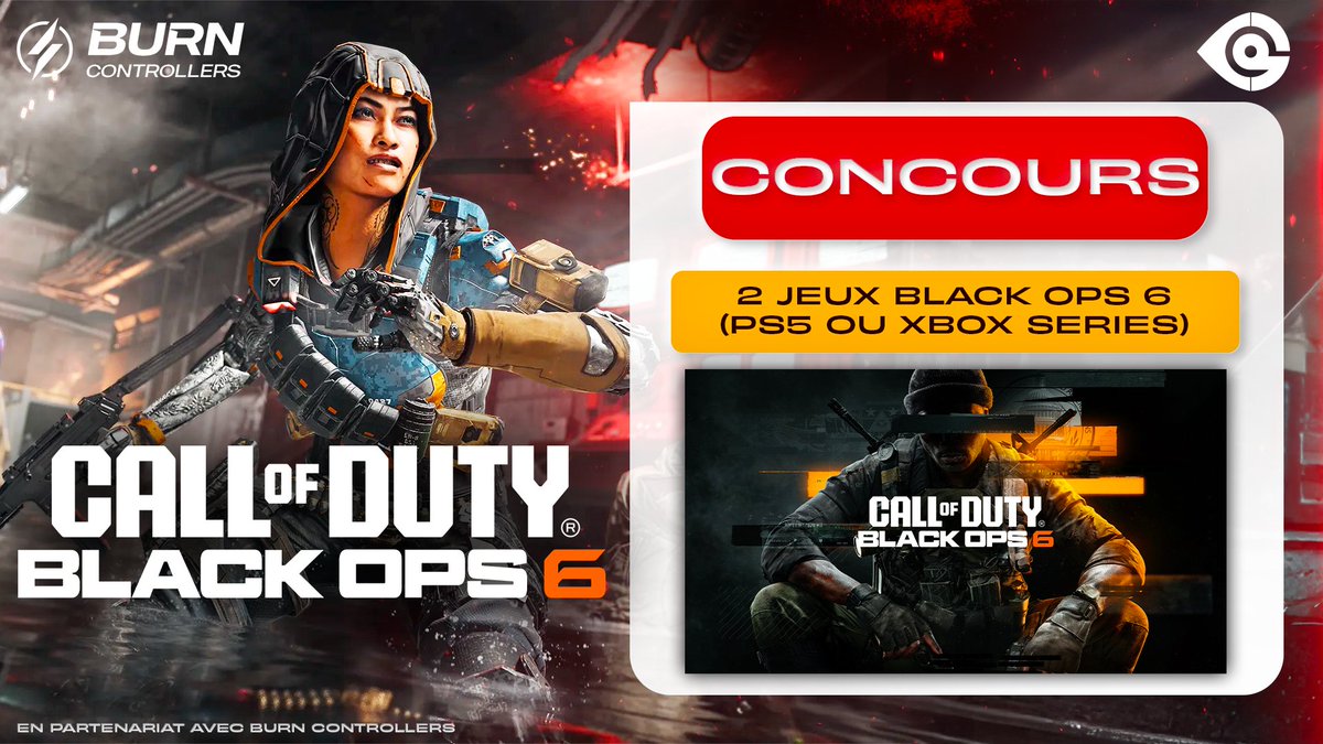 CoDQG 🇫🇷 - Call of Duty FR (@codqg_) on Twitter photo 🎯 JEU-CONCOURS BLACK OPS 6 🎮
Tente de gagner un exemplaire de Black Ops 6 sur PS5 ou Xbox Series X/S ! 🔥
Pour participer :
🔁 RT ce post
👥 Follow @CODQG_ & <a href="/BurnControllers/">Burn Controllers</a>
💬 Écris en commentaire pourquoi tu veux le jeu et sur quelle plateforme tu joues
📅 Tirage au sort 🎯 JEU-CONCOURS BLACK OPS 6 🎮
Tente de gagner un exemplaire de Black Ops 6 sur PS5 ou Xbox Series X/S ! 🔥
Pour participer :
🔁 RT ce post
👥 Follow @CODQG_ & <a href="/BurnControllers/">Burn Controllers</a>
💬 Écris en commentaire pourquoi tu veux le jeu et sur quelle plateforme tu joues
📅 Tirage au sort