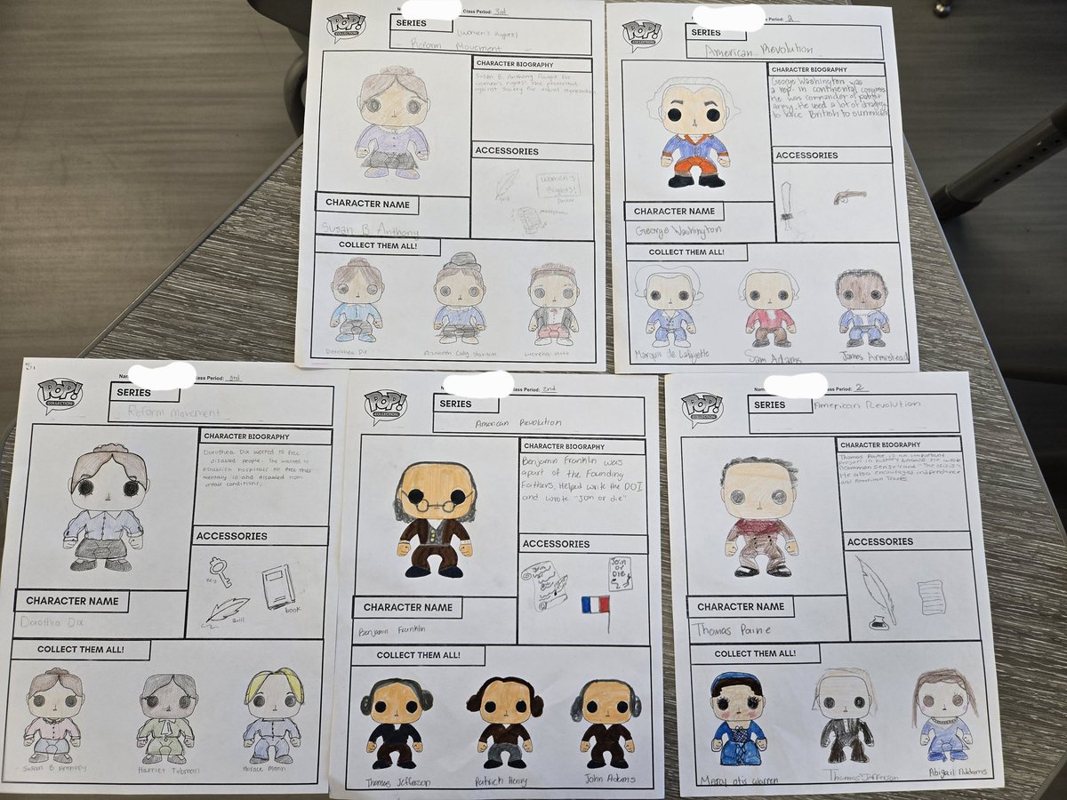 Whoever came up with this Funko Pop Head project for famous Americans was a genius! The kids have had a lot of fun creating their custom pop heads, and I'm loving their creativity! ❤️🇺🇲 #endoftheyearfun #americanhistory #projecttime #socialstudies