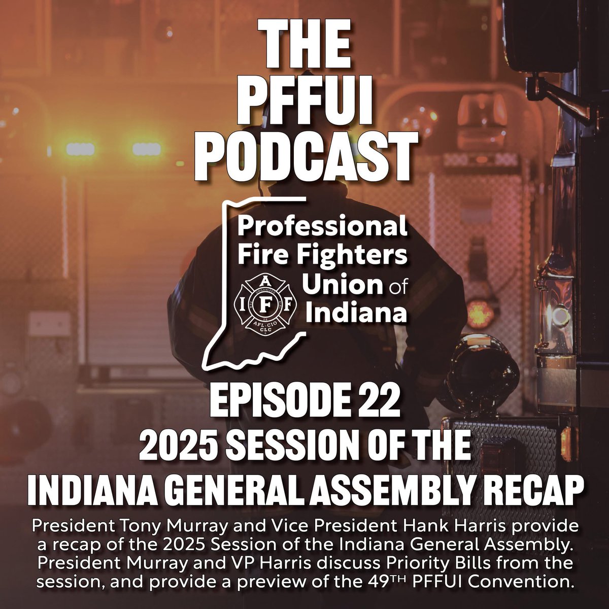 Episode 22 of the PFFUI Podcast is now available! President Tony Murray and VP Hank Harris provide a recap of the 2025 Session of the Indiana General Assembly. Priority Bills from the session are discussed, and a preview of the PFFUI Convention. 

Listen: tinyurl.com/ywnfur5e