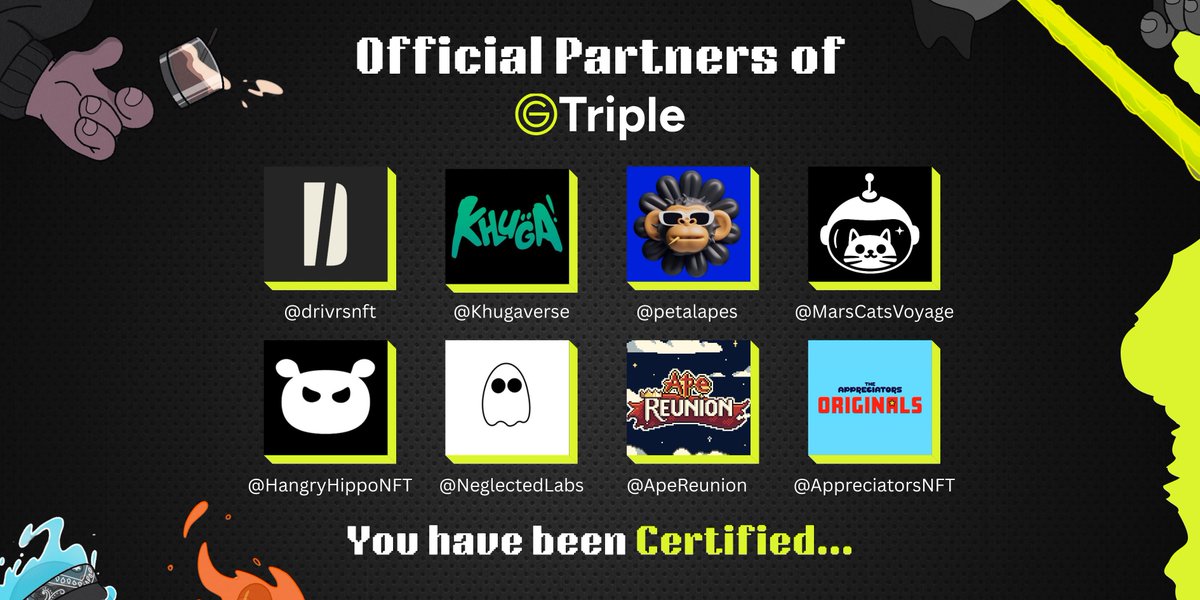 OGTriple Official (@ogtriplemedia) on Twitter photo Mint is only a week away but we're not done yet!
We're excited to welcome more incredible projects into the <a href="/OGTripleMedia/">OGTriple Official</a> Partner Program...
Welcome <a href="/drivrsnft/">DR/VRS π</a> <a href="/Khugaverse/">πππ¨ππ</a> <a href="/petalapes/">Petal Apes</a> <a href="/MarsCatsVoyage/">Mars Cats Voyage</a> <a href="/HangryHippoNFT/">Hangry Hippo</a> <a href="/NeglectedLabs/">Neglected Labs</a> <a href="/ApeReunion/">Ape Reunion</a> @AppreciatorsNFT Mint is only a week away but we're not done yet!
We're excited to welcome more incredible projects into the <a href="/OGTripleMedia/">OGTriple Official</a> Partner Program...
Welcome <a href="/drivrsnft/">DR/VRS π</a> <a href="/Khugaverse/">πππ¨ππ</a> <a href="/petalapes/">Petal Apes</a> <a href="/MarsCatsVoyage/">Mars Cats Voyage</a> <a href="/HangryHippoNFT/">Hangry Hippo</a> <a href="/NeglectedLabs/">Neglected Labs</a> <a href="/ApeReunion/">Ape Reunion</a> @AppreciatorsNFT