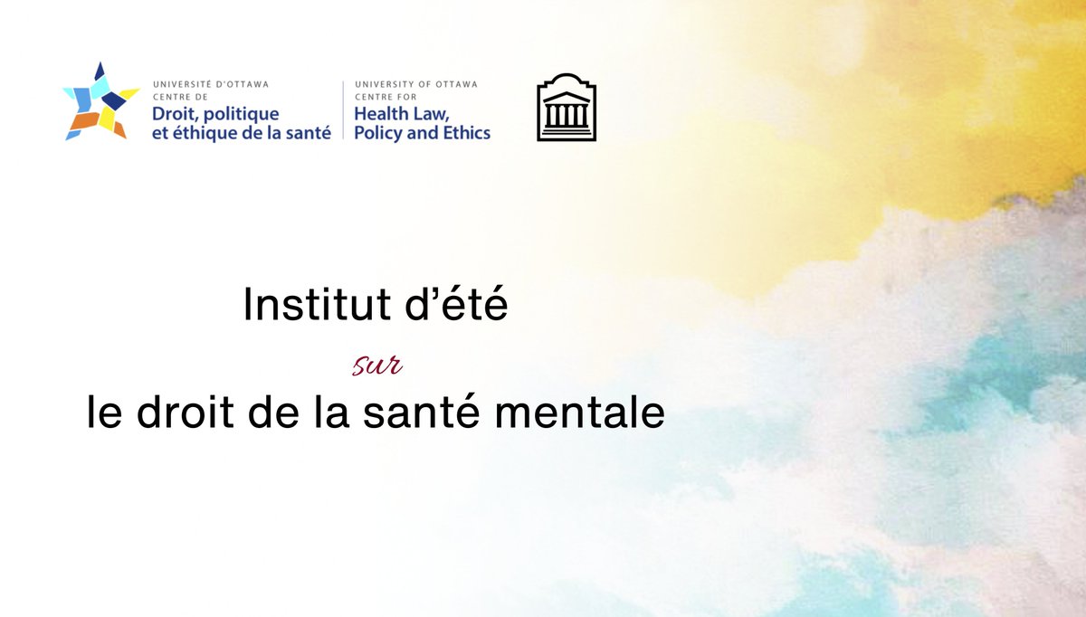 Prof. Martine Lagacé, Recherche uOttawa Research (@uottawamlagace) on Twitter photo 👩⚖️🩺🧠 Souhaitez-vous en apprendre plus sur le droit et les politiques en matière de santé mentale et de soins de santé?
Le Centre <a href="/OttawaHealthLaw/">Ottawa Health Law, Policy and Ethics</a> organise l'Institut d'été sur le droit de la santé mentale!
🗓️ 16 au 20 juin 2025
🔗 ottawahealthlaw.ca/institute 👩⚖️🩺🧠 Souhaitez-vous en apprendre plus sur le droit et les politiques en matière de santé mentale et de soins de santé?
Le Centre <a href="/OttawaHealthLaw/">Ottawa Health Law, Policy and Ethics</a> organise l'Institut d'été sur le droit de la santé mentale!
🗓️ 16 au 20 juin 2025
🔗 ottawahealthlaw.ca/institute