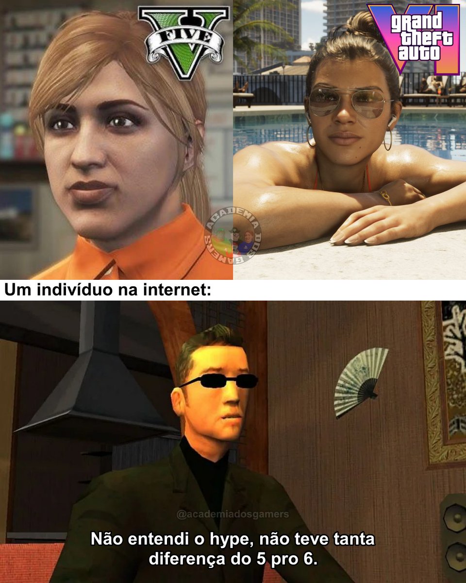 academiadgamers's tweet image. Pouca diferença entre GTA V e GTA VI pô