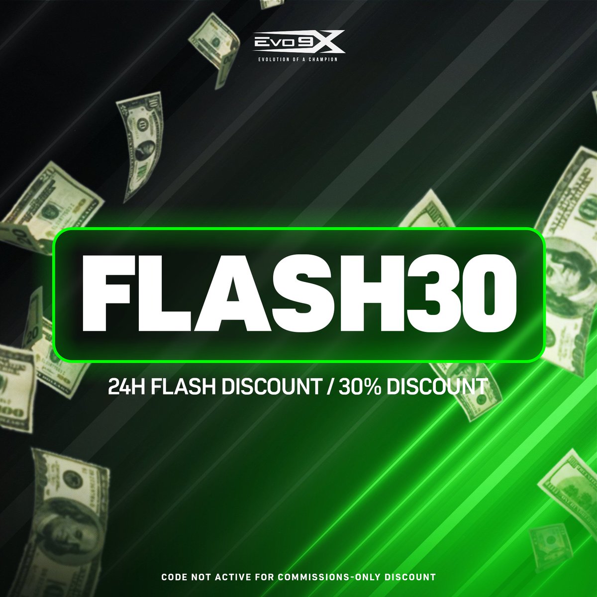 evo9x's tweet image. 🚨24HOURS FLASH DISCOUNT🚨
Ue code "FLASH30" for 30% off in our entire website.
The code will be deactivated after 24 hours.
Place an order: evo9x.gg