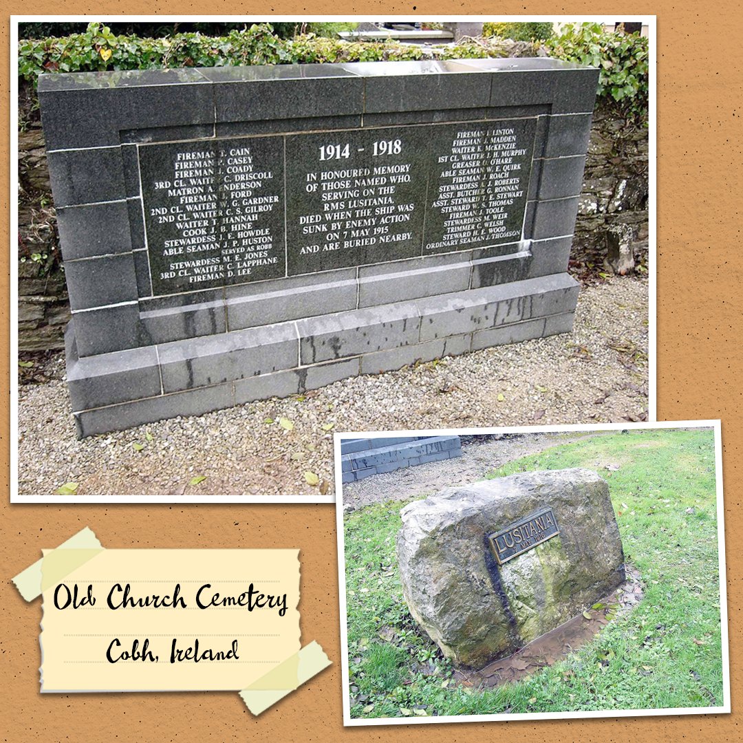 110 years ago, the RMS Lusitania was torpedoed by a German U-boat off the coast of Ireland. This tragedy contributed to the US joining WWI a few years later. Some of the victims are buried at the Old Church Cemetery in Cobh, Ireland. 
findagrave.com/memorial/3536/… 
📷: David M. Habben