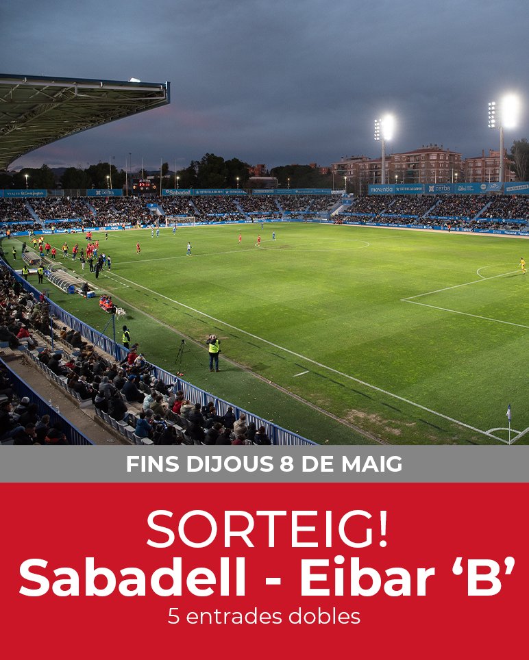 ‼️ SORTEIG ‼️

👀 Vols assistir al #SabadellEibarB d'aquest diumenge?

🎟️ RàdioSabadell sorteja 5 entrades dobles perquè no et perdis aquest partidàs a la Nova Creu Alta

🤔 Fes RT i comenta quina promesa faries en cas d'ascens del <a href="/CESabadell/">CE Sabadell 🧅</a> 

⏳ Vàlid fins dijous a les 23:59h