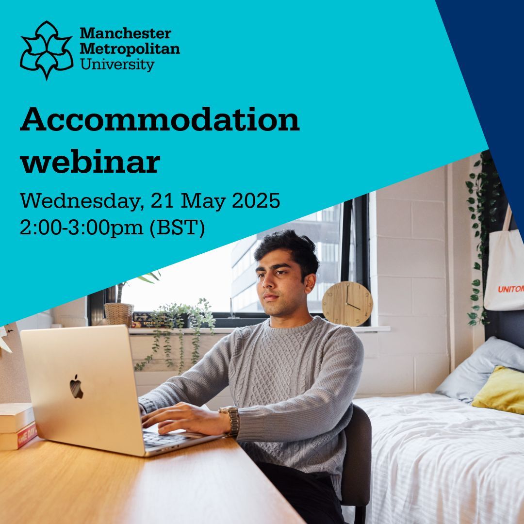 Join our Accommodation webinar to learn more about all of the accommodation options at Manchester Met, including locations, facilities, how to apply and key dates. We will be presenting our on-campus offer as well as private options through our partner Manchester Student Homes.