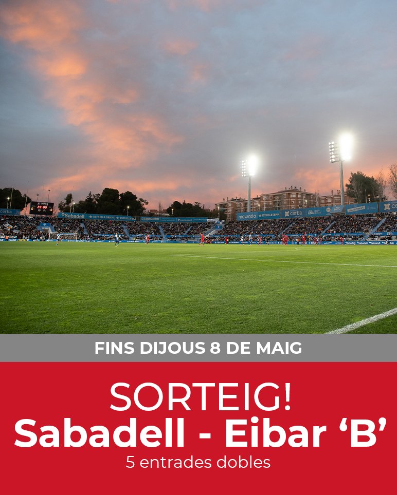 ‼️ SORTEIG ‼️

👀 Vols assistir al #SabadellEibarB d'aquest diumenge?

🎟️ RàdioSabadell sorteja 5 entrades dobles perquè no et perdis aquest partidàs a la Nova Creu Alta

🤔 Fes RT i comenta quina promesa faries en cas d'ascens del <a href="/CESabadell/">CE Sabadell 🧅</a> 

⏳ Vàlid fins avui a les 23:59h