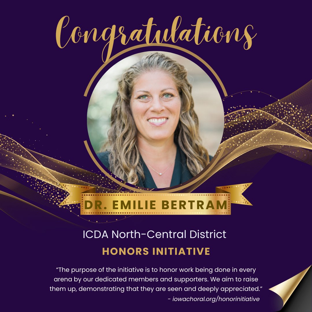 At Waldorf University, we love to celebrate our faculty and staff. Today, we congratulate Dr. Emilie Bertram on receiving the ICDA North-Central District Honors Initiative Award! Congratulations on an award well deserved! 💜

#WaldorfMusic #WarriorPride #BrightWaldorfFuture