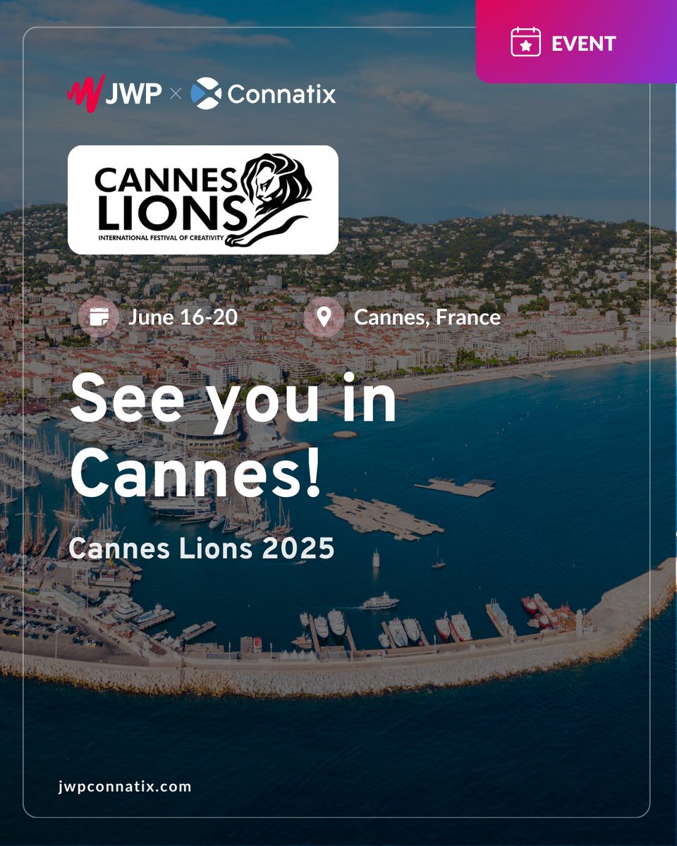 Now that we've recovered from Possible, the team is gearing up to hit the Croisette next month at Cannes! 🏖️ Jenn Chen, Mike Caprio, Anthony Gonsalves &amp; Jonny Sturgis will be representing JWP Connatix on the ground. Will we see you there?