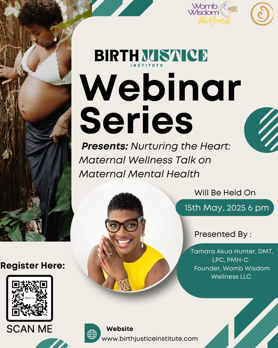 Nurturing the Heart: Maternal Wellness Talk 
We’re honored to welcome guest speaker Tamara Akua Hunter, DMT, LPC, PMH-C, Founder of Womb Wisdom Wellness LLC, who will share her clinical expertise and holistic approach to nurturing maternal mental health and self-care.