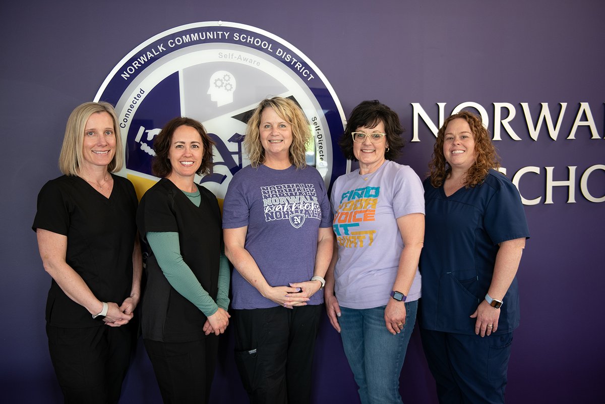 Happy School Nurse Day! 🩺Thank you to our outstanding school nurses, Katie, Laura, Shawna, Kendall and Jessica for keeping our students healthy, safe and supported every day. We appreciate you! 💜 #SchoolNurseDay #ThankYouNurses