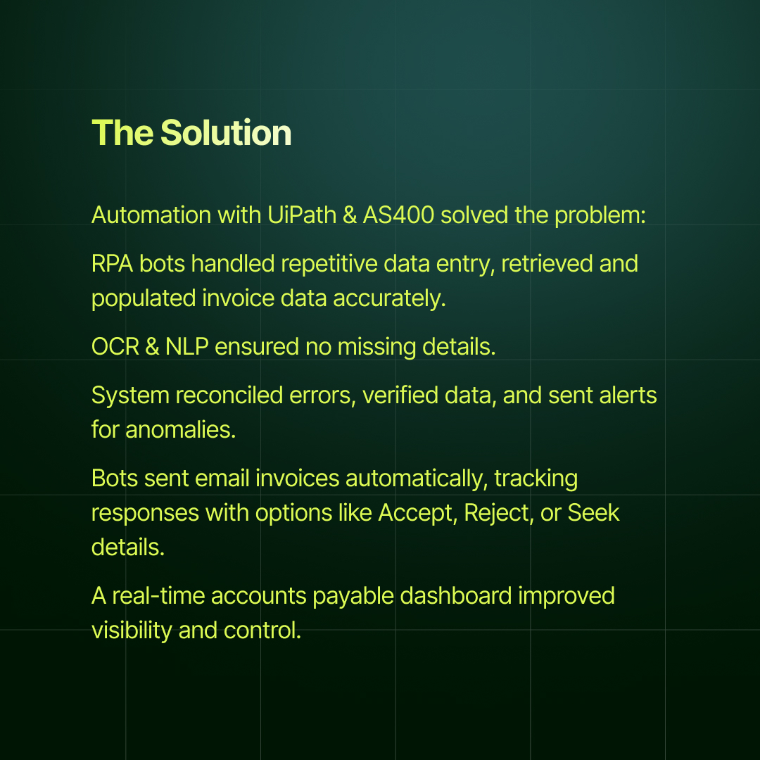 nalashaa's tweet image. 14,000 invoices. 200 hours/week. One smart solution.

A Dutch supplier transformed its invoicing chaos with RPA + AS400—cutting costs by 90% and boosting accuracy to 95%.

📄 See how automation made the difference.
🔗: nalashaa.com/portfolio/auto…

#RPA #AS400 #InvoiceAutomation