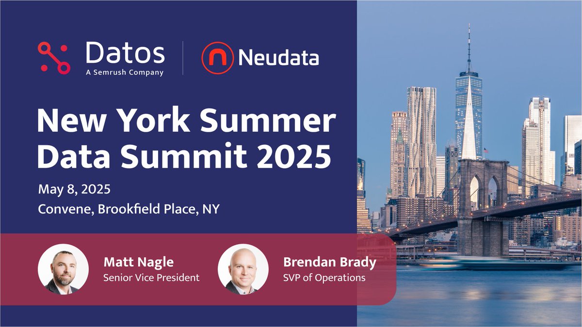 LiveDatos's tweet image. The @neudatalab NY Data Summit is tomorrow!

Datos&apos; Matt Nagle and Brendan Brady will be there with our CEO Eli Goodman @losbuenos.

Attending? Reach out – we’d love to connect.

Details and sign up: hubs.ly/Q03lpT4s0

#Neudata #AltData #ClickstreamData