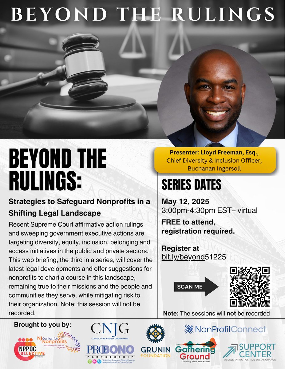 Part Three of “Beyond the Rulings” returns next Monday! Join us as Lloyd Freeman, Esq. continues the conversation around the latest legal developments and offers suggestions for nonprofits to chart a course in this political landscape. Register at bit.ly/beyond51225
