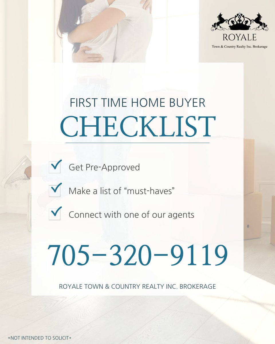 Every dream home starts with a simple checklist. ✔️

Let’s get you started! 🙌

705-320-9119

*not intended to solicit*

#realestate #kawartha #kawarthalakes #firsttimehomebuyer #homebuyer #firsttimehomebuying #preapproved #agent #royaletownandcountryrealty #checklist #homebuyers