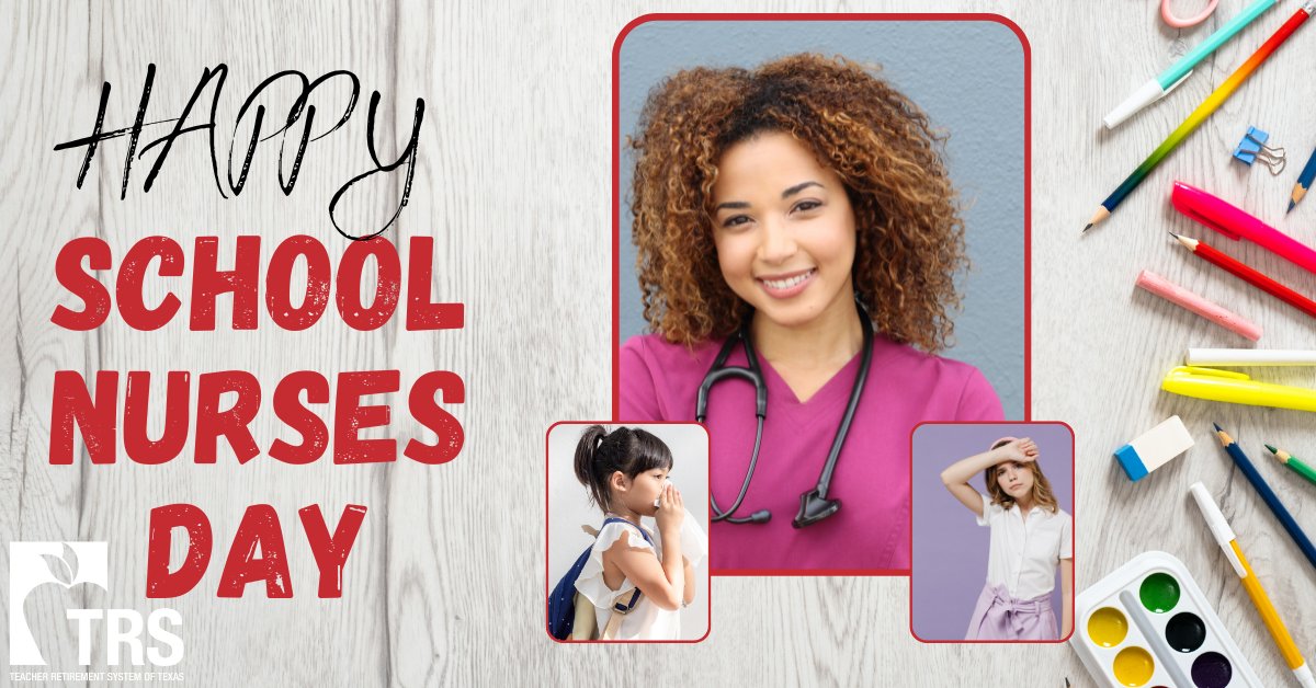 TRSofTexas's tweet photo. Today we celebrate our school nurses, whose vision and care ensure the well-being of our Texas students every day. Your dedication is truly inspiring. Happy School Nurses Day! 🧑‍⚕️ #NursesDay #GuidedByVision #PathwaysToSuccess https://t.co/yfVmXPeJeq