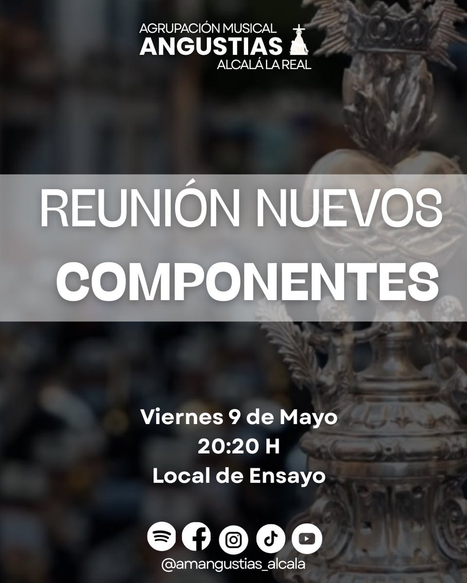 Reunión de nuevos componentes📣  Te esperamos en nuestra reunión!

Viernes 9 de mayo
20:20h - Local de Ensayo.  

La temporada 𝟐𝟓/𝟐𝟔 está en camino…