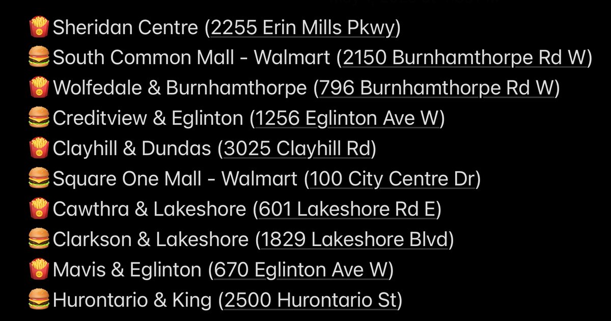 Food Banks Mississauga (@foodbanksmissi) on Twitter photo Tomorrow is #McHappyDay, and these 10 <a href="/McDonaldsCanada/">McDonald's 🇨🇦</a>’s locations are donating the proceeds of McHappy Day to both <a href="/RMHToronto/">RMHC Toronto</a> AND <a href="/FoodBanksMissi/">Food Banks Mississauga</a>! 🍔🍟 Tomorrow is #McHappyDay, and these 10 <a href="/McDonaldsCanada/">McDonald's 🇨🇦</a>’s locations are donating the proceeds of McHappy Day to both <a href="/RMHToronto/">RMHC Toronto</a> AND <a href="/FoodBanksMissi/">Food Banks Mississauga</a>! 🍔🍟