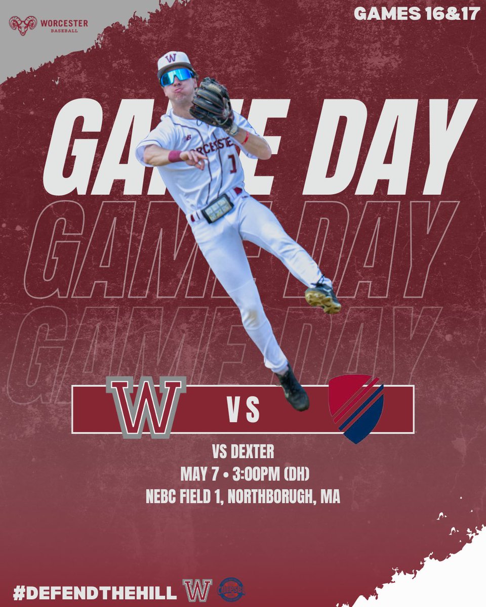 GAMEDAY x2

🆚 Dexter Southfield
🕰️ 3:00pm (DH)
📍 NEBC FIELD 1, Northborough, Ma

#WorcesterBaseball #DefendTheHill