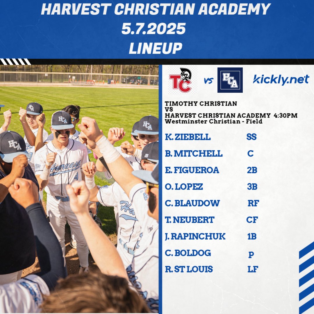 HCA BASEBALL (@hcabaseball2) on Twitter photo GAMEDAY!!! Bounce back win yesterday vs regional competitor Walther Christian. Timothy Christian comes to Westminster Christian Field for a cross conference matchup.
<a href="/BullCbol/">Caleb Boldog</a> takes the bump
🏟️Westminster - 2700 W. Highland Ave Elgin IL
⏰4:30pm
📺web.gc.com/teams/ovVdn1n5… GAMEDAY!!! Bounce back win yesterday vs regional competitor Walther Christian. Timothy Christian comes to Westminster Christian Field for a cross conference matchup.
<a href="/BullCbol/">Caleb Boldog</a> takes the bump
🏟️Westminster - 2700 W. Highland Ave Elgin IL
⏰4:30pm
📺web.gc.com/teams/ovVdn1n5…