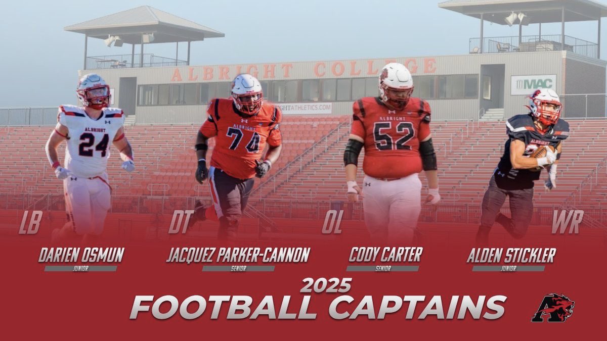 Introducing our Albright Football Captains for the 2025 Season. 

#ACDNA