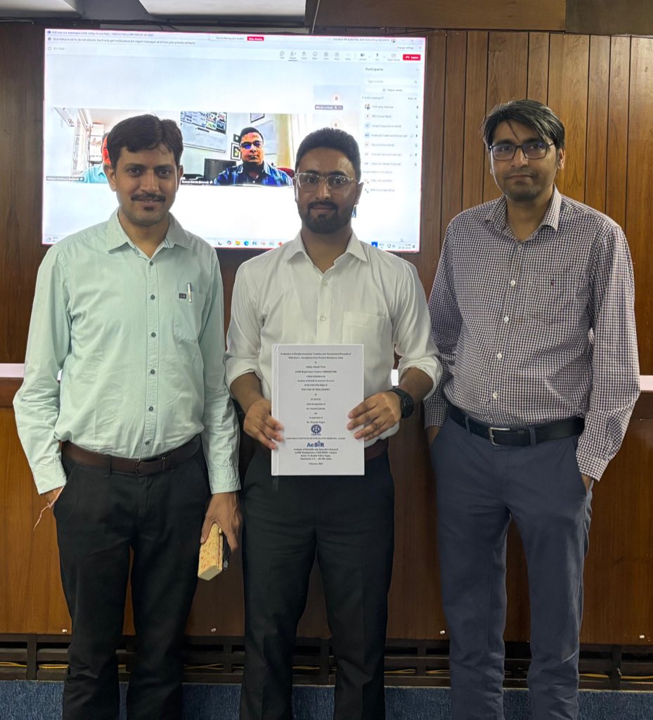 Congratulations to my 5th Ph.D. student <a href="/IshfaqaAhmad/">ishfaq ahmad</a> for successfully defending his thesis “Evaluation of morpho-taxonomic variation and nutraceutical potential of wild Rosa L. germplasm from Western Himalayas, India” for the award of Ph.D. Degree in Science from <a href="/AcSIR_India/">AcSIR</a>