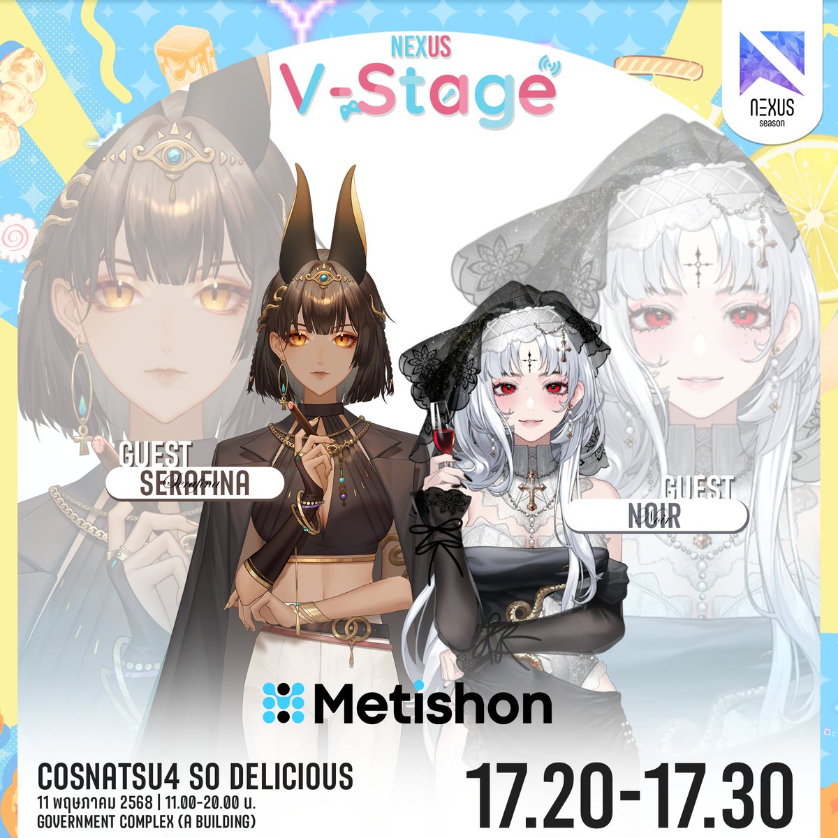 NEX_SSProject's tweet image. เซอร์ไพรซ์ !!!! เชิญพบกับ Guest V-Tuber ของเรา!    

Serafina &amp;amp; NOIR จาก Metishon    

ที่จะมาโชว์ Performance ภายในงาน 
#CosNatsu 4 So Delicious  
วันที่ 11 พ.ค.นี้ ณ.ศูนย์ราชการแจ้งวัฒนะ 
เวลา 17.20-17.30น.  

#NEXusSeason #Metishon
