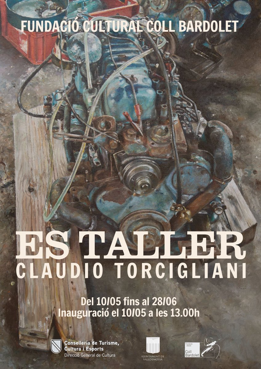 El pròxim 10 de maig a les 13h tendrà lloc a la Fundació la inauguració de l'exposició "Es taller" de Claudio Torcigliani.

No us ho perdeu! L'exposició estarà oberta fins al 28 de juny del 2025!