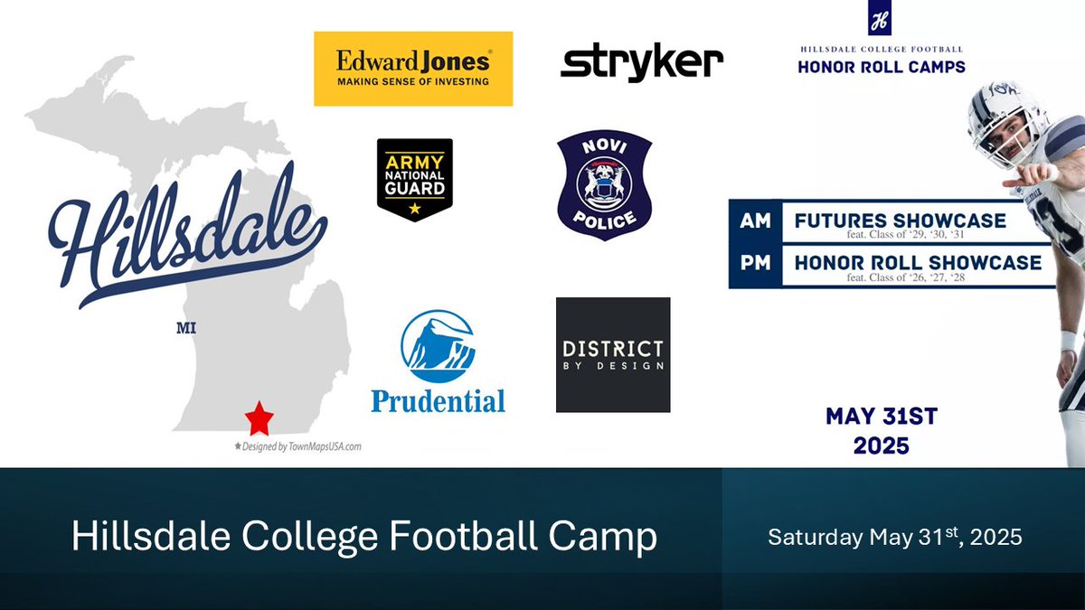 Midwest Athletics Academy & Events (@mdwestathletics) on Twitter photo Compete. Get Recruited. Prepare for Life After Football.
<a href="/Hillsdale_FB/">Hillsdale Football</a> is looking forward to seeing those whoβve already registered.
If you havenβt yet β thereβs still time to lock in your spot at one of the most well-rounded camp youβll attend all summer.
π Compete. Get Recruited. Prepare for Life After Football.
<a href="/Hillsdale_FB/">Hillsdale Football</a> is looking forward to seeing those whoβve already registered.
If you havenβt yet β thereβs still time to lock in your spot at one of the most well-rounded camp youβll attend all summer.
π