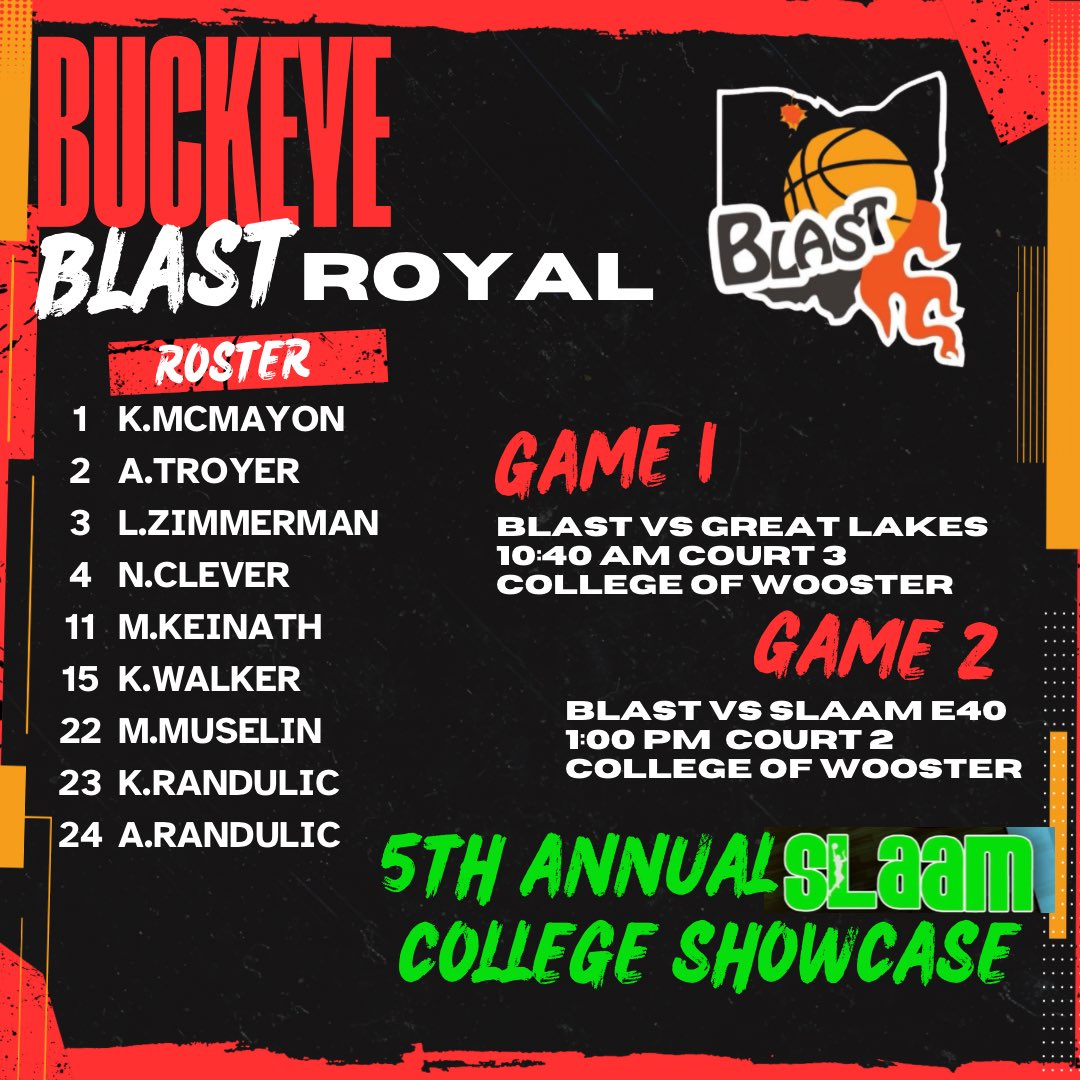 The_Blast_AAU's tweet photo. Good luck to our Northeast Ohio teams this weekend at the SLAAM Showcase at the College of Wooster! https://t.co/rMCP65EaX6