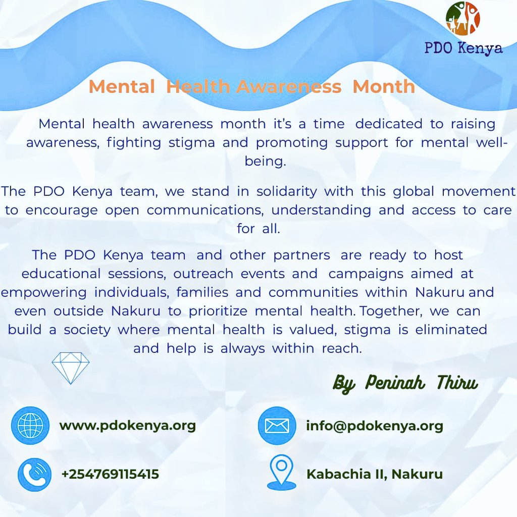 #MentalHealthAwrenessMonth 
#MentalHealth 
#Pdokenya