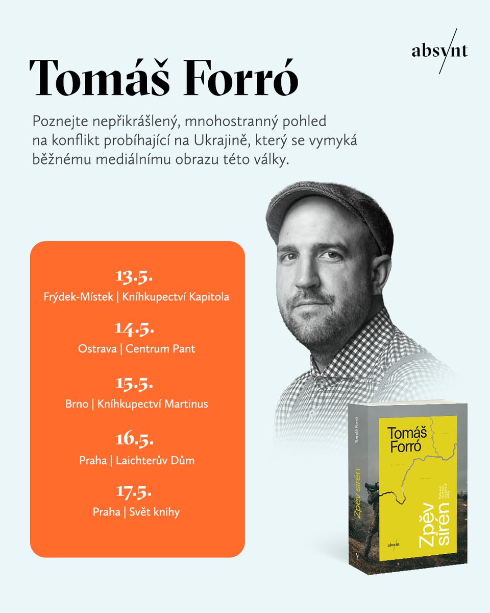 Zpěv sirén vyšiel vďaka vydavateľstvu Absynt - príbehy a reportáže menej ako rok od originálneho vydania aj v českom jazyku a na oslavu tohto úspechu vás všetkých pozývame na diskusie po Českej republike!