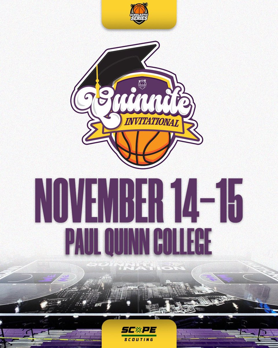 Cotton (@aplayerscoach) on Twitter photo Introducing The <a href="/ScholSeries/">Scholastic Series</a> Quinnite Invitational — a season opening championship bracket event inspired by the legendary Maui Invitational… but we’re doing it Texas-style at Paul Quinn College, November 14-15, 2025
8 elite programs.
3 games.
1 champion.
And it all kicks off Introducing The <a href="/ScholSeries/">Scholastic Series</a> Quinnite Invitational — a season opening championship bracket event inspired by the legendary Maui Invitational… but we’re doing it Texas-style at Paul Quinn College, November 14-15, 2025
8 elite programs.
3 games.
1 champion.
And it all kicks off