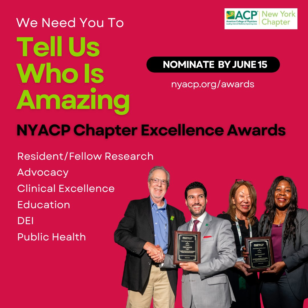 We all know someone who goes above and beyond—now’s the time to celebrate them. 🏆
Nominate a colleague, mentor, or peer for a #NYACP Chapter Excellence Award by June 15!