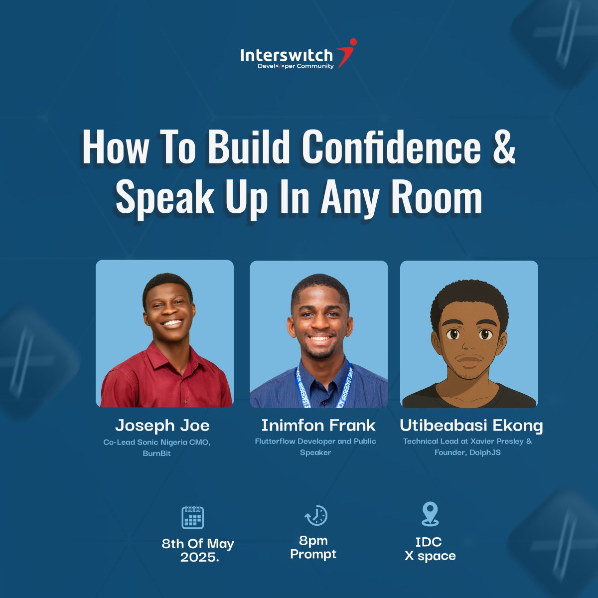 IDC_Uyo's tweet photo. Scared to speak up in a room full of people? 

Join us this Thursday by 8PM as we unpack how to build confidence and own your voice.

Whether it’s within your friends group, class rooms or on stages... we've got you.💯

Set a reminder.👇

🔗https://t.co/O2jHU4CLFq https://t.co/dondw3zboq