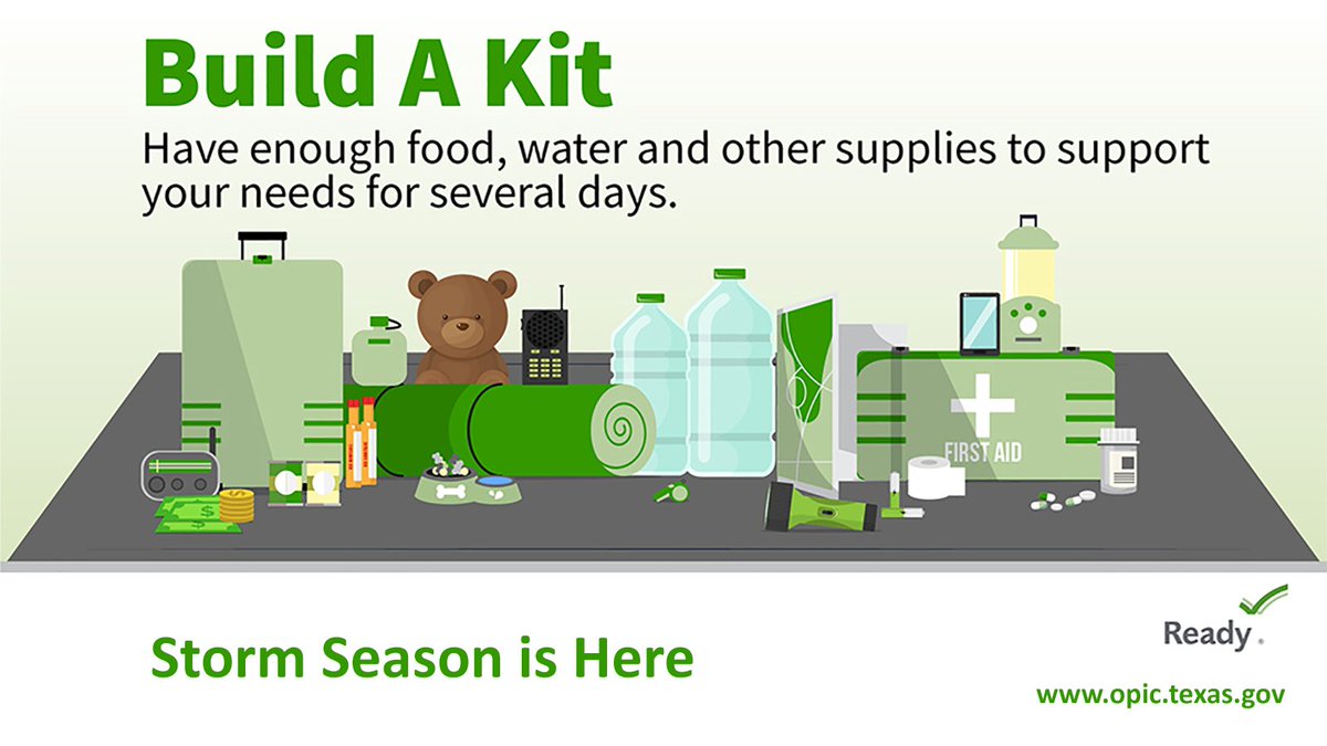 TXOPIC's tweet image. Are you prepared for the aftermath of a significant weather event? Depending on scale and intensity, you may be without power or running water. Start preparing now by building a basic disaster supplies kit. Learn more: ready.gov/kit.
#RedCrossWeek #DrinkingWaterWeek