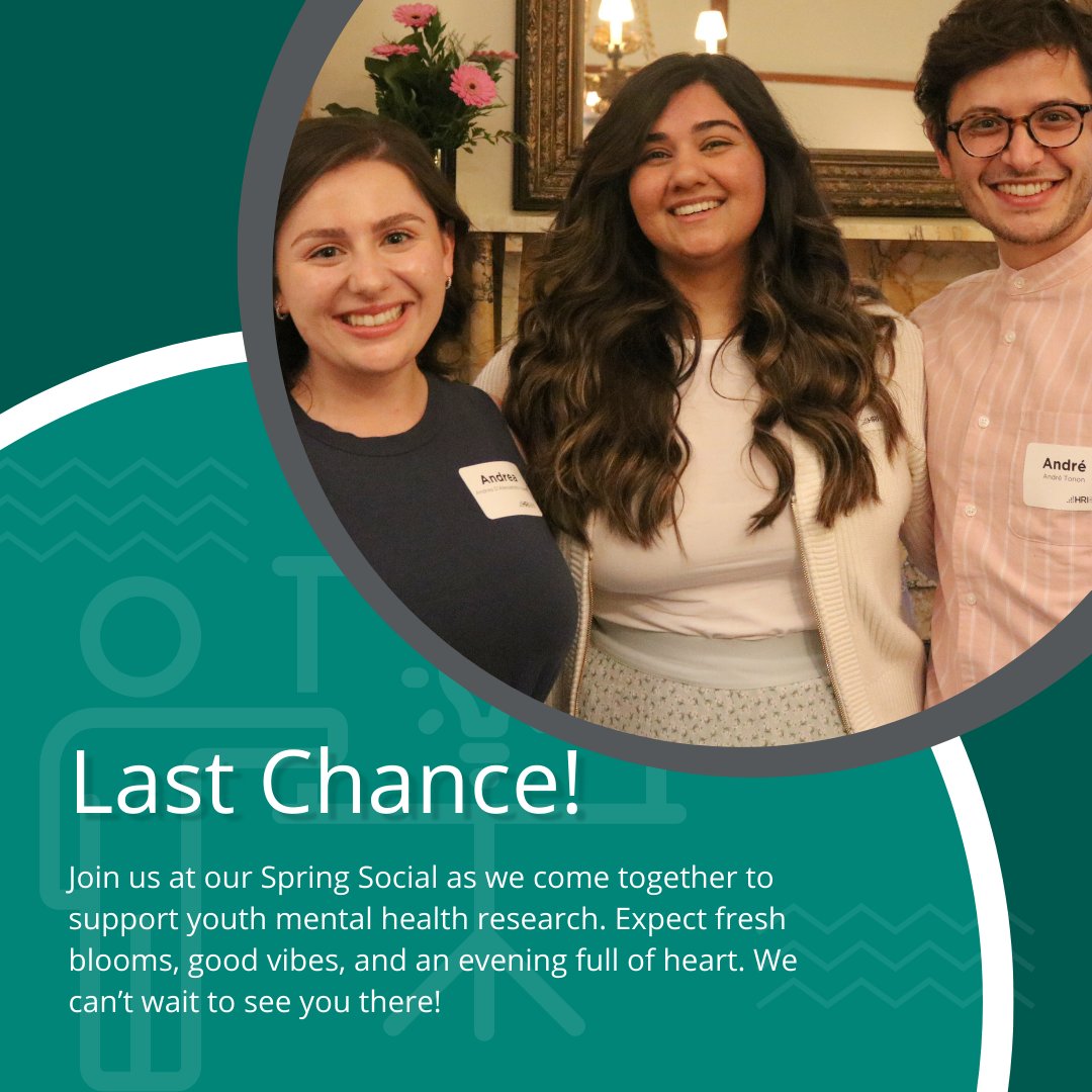 Last chance to grab your tickets for the 2025 HRI Spring Social &amp; #FeverPitch2025! Big ideas, good vibes &amp; real impact for youth mental health. 
📅 May 8 | 📍 Guelph Youth Music Centre
🎟️ hriresearch.com/news/hri-sprin…
#YouthMentalHealth