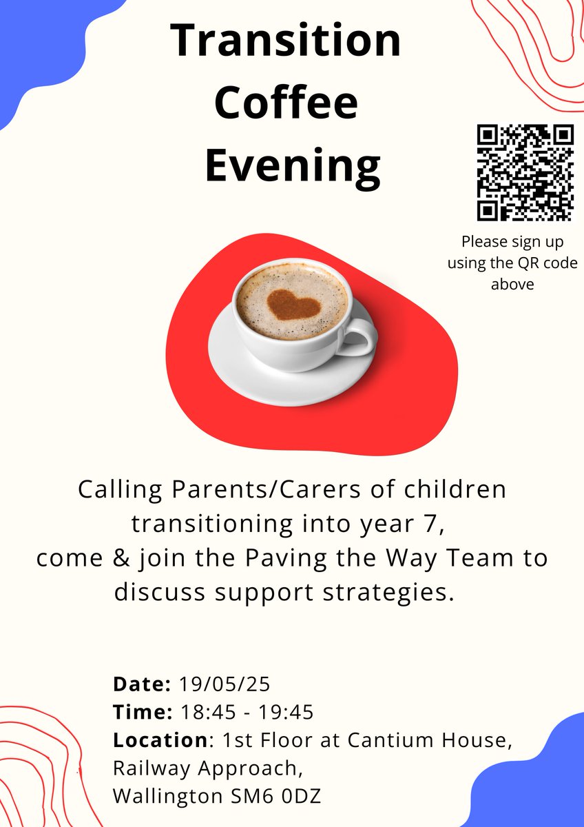 Cognus Autism Support (@cognus_autism) on Twitter photo The Paving the Way team are holding a coffee evening for parents / carers whose child is transferring to High School in September 25.
⏱️19th May 2025 at 18:45 – 19:45.
✔️To reserve a space, scan the QR barcode
<a href="/CognusLimited/">Cognus Limited ©</a> <a href="/CognusTherapies/">Cognus Therapies</a> <a href="/SuttonMums/">Sutton Mums</a> The Paving the Way team are holding a coffee evening for parents / carers whose child is transferring to High School in September 25.
⏱️19th May 2025 at 18:45 – 19:45.
✔️To reserve a space, scan the QR barcode
<a href="/CognusLimited/">Cognus Limited ©</a> <a href="/CognusTherapies/">Cognus Therapies</a> <a href="/SuttonMums/">Sutton Mums</a>