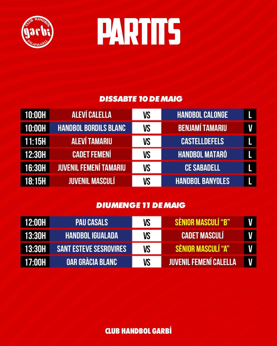 PARTITS DEL CAP DE SETMANA 🤾‍♀️🤾‍♂️

#jnf2
#SíSíSíGarbí
#mésqueunclubunagranfamília