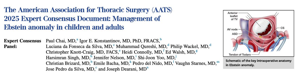 Congratulations to Dr. Chai and the entire team for this important paper chronicling best practice recommendations in the management of children and adults with Ebstein anomaly.  <a href="/AATSHQ/">AATS</a>
authors.elsevier.com/c/1l1dn57lZBcU8