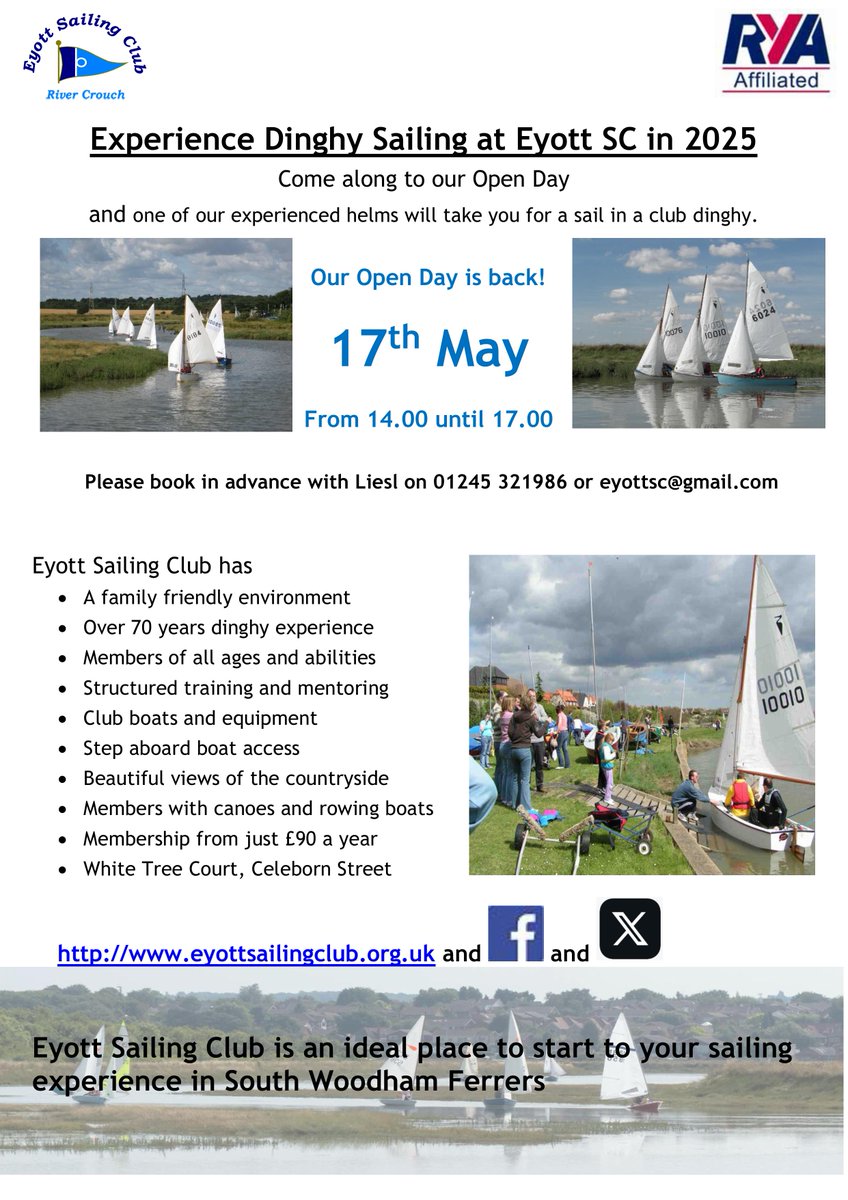 Eyott SC Open Day, all welcome, Please book in advance eyottsc@gmail.com