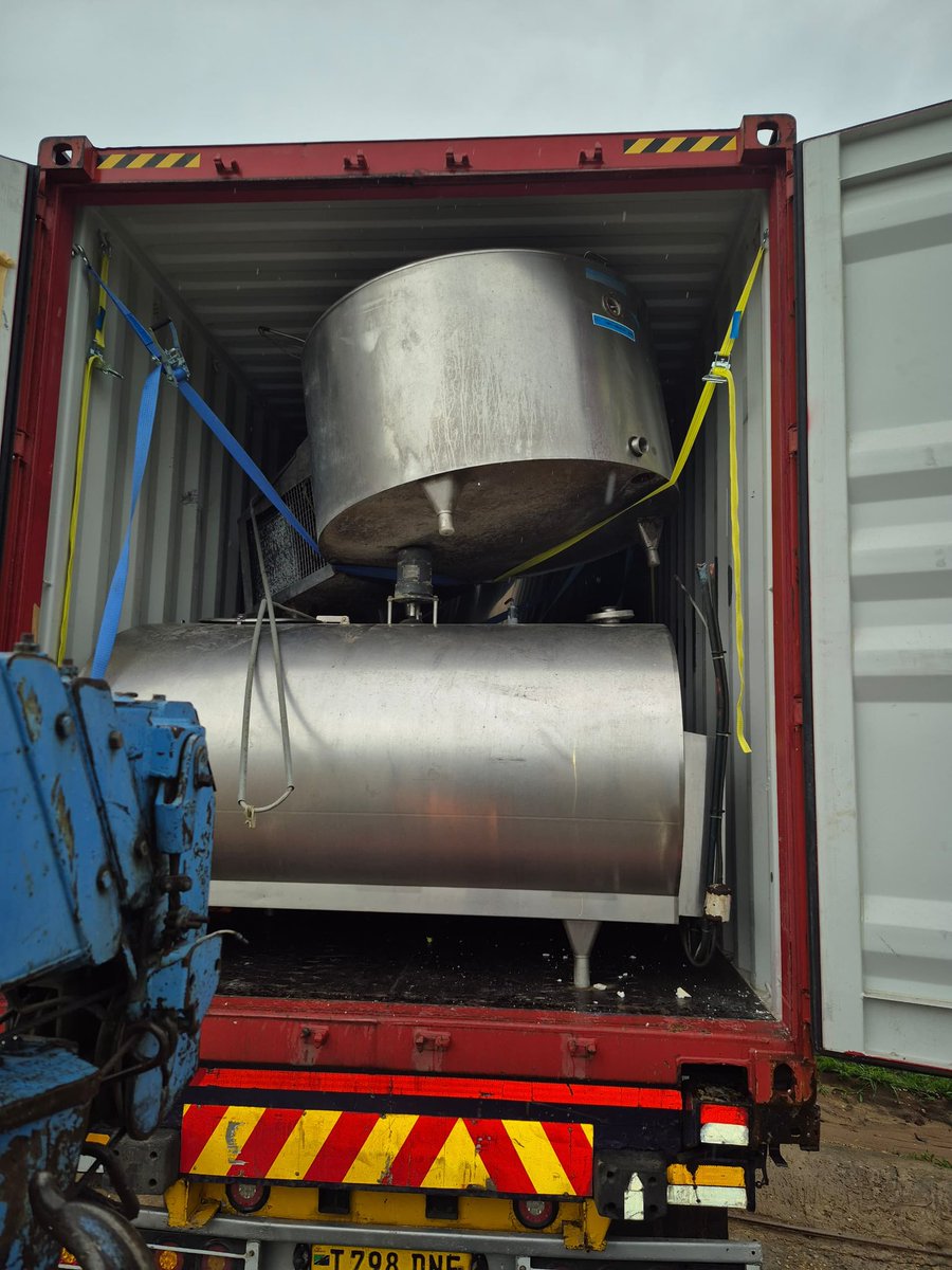Offloading day for another consignment of second-hand milk cooling tanks  in Tanzania 
Nice equipment from 500L to 3000L🍀

#milkprocessingequipment #dairy