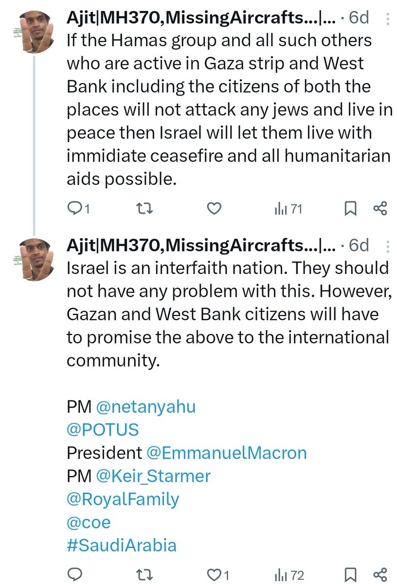 ImAjitKranjan's tweet photo. @SprinterObserve This is what I am proposing for Gaza and Westbank citizens, President of Yemen. https://t.co/GhBCcj1mO2