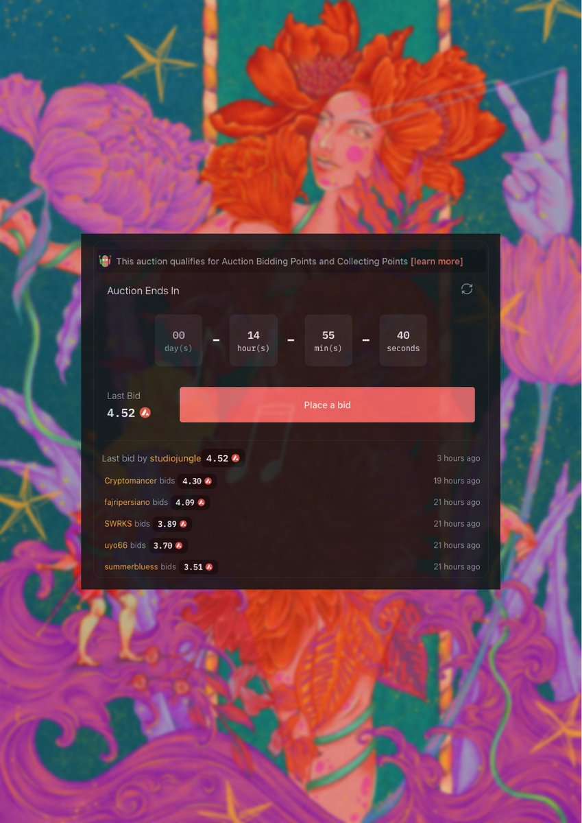 GM all! 🌹
—An auction update from 'Further Steps' → she just received a thrilling boost from <a href="/studiojungle_co/">studiojungle</a>!

14 hours left! Let’s keep the momentum going! 💫
👇🏼